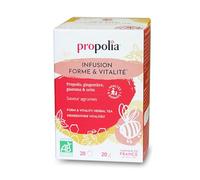 PROPOLIA - Bio - Infusion forme & vitalité - Propolis, Gingembre, Guarana & Ortie - Fabriquée en France - 20 Sachets