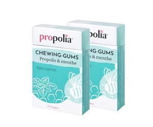 PROPOLIA - Chewing-gums Propolis & Menthe Sans Sucres - Haleine Fraîche Durable - Neutralisation des Acides de la Plaque Dentaire - Sans Gluten- 25 dragées - Lot de 2