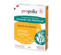 PROPOLIA - Gommes de Propolis, Miel & Eucalyptus - Apaise la gorge, dégage le nez et rafraîchit l’haleine - Complément alimentaire - 100% naturel - Fabriqué en France - 45 g
