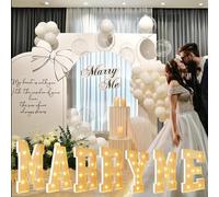 Proposal Decorations - Lot de lettres géantes lumineuses Marry Me en mosaïque pour ballons, kit de panneau de mousse prédécoupées pour fiançailles, mariage, décoration d'anniversaire de mariage - 100