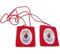 Proposte Religiose Lot de 10 Scapulaire Sacré-Cœur de Jésus. Lot de 10 pièces Scapulaire de couleur rouge représentant le Sacré-Cœur de Jésus. Dimensions : hauteur 7 cm, largeur 5,5 cm.