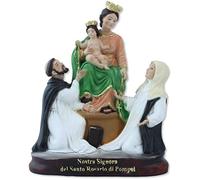 Proposte Religiose Statue de la Vierge de la Vierge du Chapelet de Pompes, Hauteur 25 cm Peint à la main