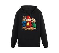 propr Animated Comedy Alvin and The Chipmunks Hoody Man Breathable Modal Hoodie Black L