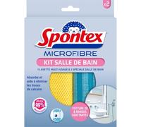 Propreté sans trace pour la salle de bain avec SPONTEX Kit Microfibre Salle de Bain, 2 lavettes - Lot de 3