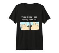 Propriétaire de Chat First Things I See When I Wake Up T-Shirt Haut de Gamme