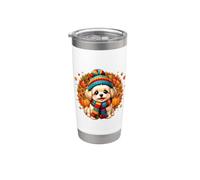 Propriétaire de chien chiot maltais automne automne Turquie Day Thanksgiving Gobelet isotherme en acier inoxydable double paroi