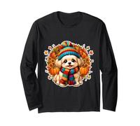 Propriétaire de Chien Chiot Maltais Automne Automne Turquie Day Thanksgiving Manche Longue