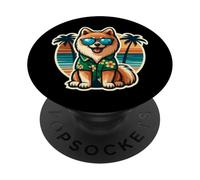 Propriétaire de chien Spitz finlandais Summer Vibes Vacances Plage PopSockets PopGrip Adhésif