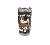 Propriétaire de poulets drôle, je travaille dur pour que mes poulets vivent mieux Gobelet isotherme en acier inoxydable double paroi