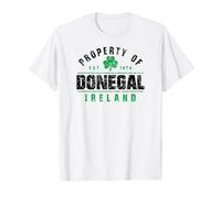 Propriété de Donegal Irlande Est. 1474 Shamrock Distressed BG T-Shirt Graphique avec Valeur, Homme, Blanc, M