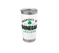 Propriété de Donegal Irlande Est. 1474 Trèfle noir vert Gobelet isotherme en acier inoxydable double paroi