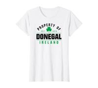 Propriété de Donegal Irlande Est. 1474 Trèfle Noir Vert T-Shirt Graphique avec Valeur, Femme, Blanc, L