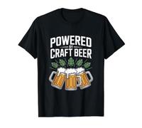 Propulsé par Craft Beer Enthusiast Fun Text T-Shirt Graphique avec Valeur, Homme, Noir, M