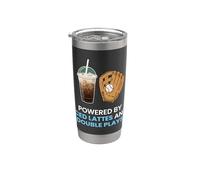 Propulsé par Iced Lattes et Double Plays Baseball Mom Gobelet isotherme en acier inoxydable double paroi