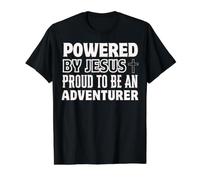 Propulsé par Jésus Fier à l'aventurier Christian Faith T-Shirt Graphique avec Valeur