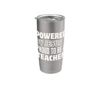 Propulsé par Jésus Fier d'être enseignant chrétien Gobelet isotherme en acier inoxydable double paroi