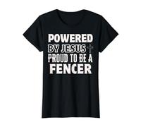 Propulsé par Jésus Fier pour clôturer la clôture de la Foi chrétienne T-Shirt Graphique avec Valeur, Femme, Noir, L