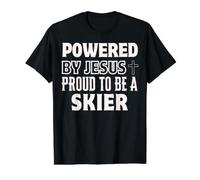 Propulsé par Jesus Proud to Skier Christian Faith Ski T-Shirt Graphique avec Valeur