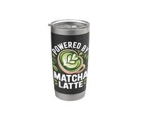 Propulsé par Matcha Latte avec Leafy Art Gobelet isotherme en acier inoxydable double paroi