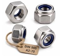 PRORAJE Ecrou Nylstop M10 Inox indesserrable Ø 10mm | Écrous Frein 10 mm Autobloquant Hexagonal Autofreiné DIN 985 Acier Inoxydable A2-70 (V2A/304) avec bague nylon de blocage : LOT DE 10 Pcs