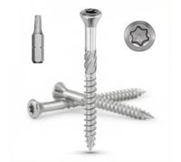 PRORAJE Vis de terrasse INOX A2 : 5x60 mm tête fraisée réduite TORX Ø 5 x 60mm | Vis à bois 60 mm terrasses/planches/bardages | Acier Inoxydable A2 (V2A/304) | 10 embouts inclus: LOT DE 2000 Pcs