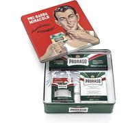 Proraso Coffret Cadeau Vintage Gino, Kit de Rasage 3 Pièces | Eucalyptus & Menthol, Crème Pré-Rasage, Crème à Raser, Baume Après-Rasage, Boîte Métal Vintage, Sans Parabène