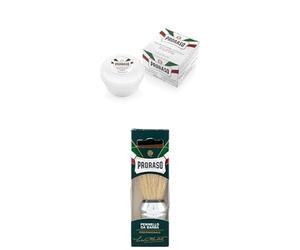 Proraso | Savon à raser pour peaux sensibles + Blaireau de rasage - Blaireau pour savon à barbe en soies naturelles de porc - Fabriqué en Italie