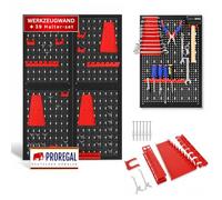 PROREGAL 4x Panneau perforé mural ARES LxP 120x60cm rangement outils avec 30 crochets et supports matériel de montage compris en métal Noir