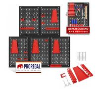 PROREGAL 5x Panneau perforé mural ARES LxP 120x60cm rangement outils avec 30 crochets et supports matériel de montage compris en métal Noir