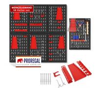 PROREGAL 6x Panneau perforé mural ARES LxP 120x60cm rangement outils avec 30 crochets et supports matériel de montage compris en métal Noir