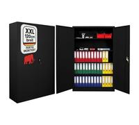 PROREGAL Armoire à Portes battantes Elephant entièrement monté classeur métallique verrouillable 2 Portes 180x120x40cm 4 Niveaux en Acier Noir