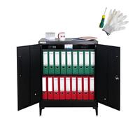 PROREGAL Armoire de classement Elephant verrouillable en métal avec Pieds et 2 Portes 80 cm de Large 2 Niveaux Noire 90x80x40cm Armoire de Bureau métallique