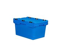 PROREGAL Bac de transport conique empilable avec couvercle crocodile bleu | HxLxP 35x41x61cm | 58 litres | Bac Euro, Eurobox, boîtes de rangement, empilables, caisse de transport