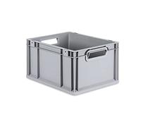 PROREGAL Bac Euro NextGen Economy | Poignées rouges ouvertes | HxLxP 32x30x40cm | 30 litres | Eurobox, boîte industrielle, boîtes de rangement, empilables, conteneur de stockage, bacs de rangement