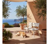 PROREGAL Banc de Jardin Curacao | 2 Places | Blanc | HxLxP 85x115x60cm | Plastique résistant aux intempéries et aux UV | Banc d'extérieur en Plastique, Banquette de Parc