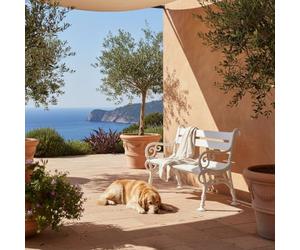 PROREGAL Banc de Jardin Curacao | 2 Places | Blanc | HxLxP 85x115x60cm | Plastique résistant aux intempéries et aux UV | Banc d'extérieur en Plastique, Banquette de Parc
