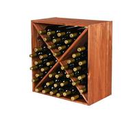 PROREGAL Casier à vin modulaire ELSASS HxLxP 60x60x30cm Module Croix pour 40 Bouteilles Bois de pin Massif Huilé Brun