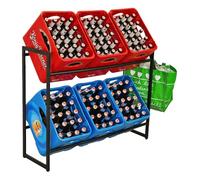 PROREGAL Casier pour caisses de Boissons BALDENEYSEE avec 2 Crochets & 2 Supports, HxLxP 82x104x32 cm, Pieds réglables en Hauteur, 2 Niveaux, Noir