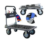 PROREGAL Chariot à Plateforme Professionnel BIG Rhino 300 kg Pliable avec pneus pneumatiques, roulettes pivotantes à 360° et roulettes Fixes avec Frein de stationnement
