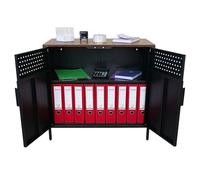 PROREGAL Classeur Lion en métal avec Pieds Armoire métallique Double Porte avec Fermeture magnétique 76x80x40cm Commode 2 étagères réglables Acier Vintage Marron/Noir de Rangement Bureau