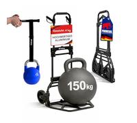 PROREGAL Diable Pliable Elephant | HxLxP 115x50x53cm | Capacité de Charge 150kg | Cadre en Aluminium, poignées ergonomiques, Roues en Caoutchouc TRR | Noir