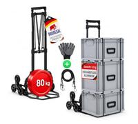 PROREGAL Diable Pliable pour escaliers Elephant | HxLxP 110x45x48cm | Capacité de Charge 70kg | Cadre en Aluminium, poignées ergonomiques, Roues en Caoutchouc TRR | Noir