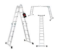 PROREGAL Échelle Multifonction MULTISTEP avec Plateforme, Échelle en Aluminium en 4 Parties, 4x4 échelons, jusqu'à 4,6 m de Hauteur, Capacité de Charge 150kg, Echafaudage