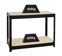 PROREGAL Etabli Dino réglable en Hauteur | HxLxP 90x120x60cm | Capacité de Charge 600kg | Noir | Etabli d’Atelier, Table de Travail & Bricolage