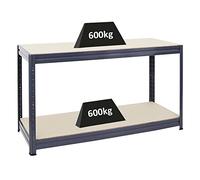 PROREGAL Etabli Dino réglable en Hauteur | HxLxP 90x160x60cm | Capacité de Charge 600kg | Gris | Etabli d’Atelier, Table de Travail & Bricolage