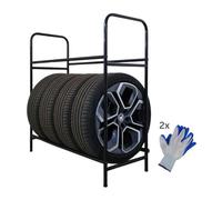 PROREGAL Étagère à pneus Carrera | HxLxP 106x106x46cm | jusqu'à 8 pneus sur 2 Niveaux | Noir