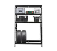 PROREGAL Étagère à pneus Tiger | HxLxP 180x120x40 cm | jusqu'à 6 pneus sur 1 Niveau + 3 rangements | Noir
