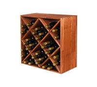 PROREGAL Étagère à vin modulaire Vincellar Mod - H x l x P : 60 x 60 x 30 cm - Module à losanges pour 30 bouteilles - Pin massif - Marron huilé - Porte-vin - Étagère en bois