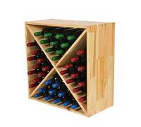 PROREGAL Étagère à vin modulaire Vincellar Mod | H x l x P 60 x 60 x 30 cm | Module croix pour 40 bouteilles | Bois de pin massif | Naturel | Support à vin, porte-bouteilles, étagère en bois