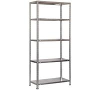 PROREGAL Étagère à vis Panda Tall | HxLxP 200x100x50cm | 5 étagères | par Niveau 100kg | Étagère de Rangement en métal | Gris | Étagère de Garage, étagère de Rangement, rayonnage